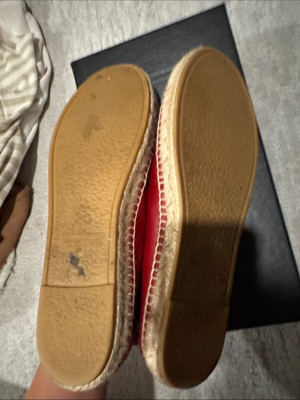 Yves Saint Laurent Red Leather Espadrille Flats